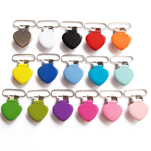 20Pcs 16 Enamel Suspender Clips Metal Heart Pacifier Clips for Pacifier Holder Clip Bed Sheet Garment Mitten Making DIY