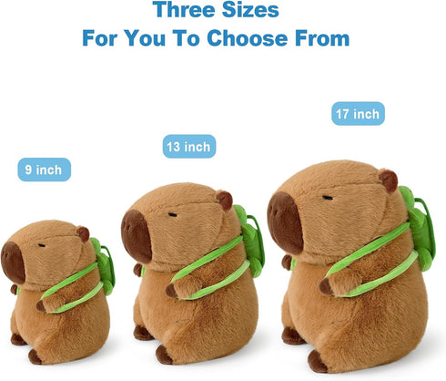 Ditucu Cute Capybara Plush with Turtle Backpack, Kawaii Stuffed Animals, Hugging Gifts for Kids, Brown 9 inch