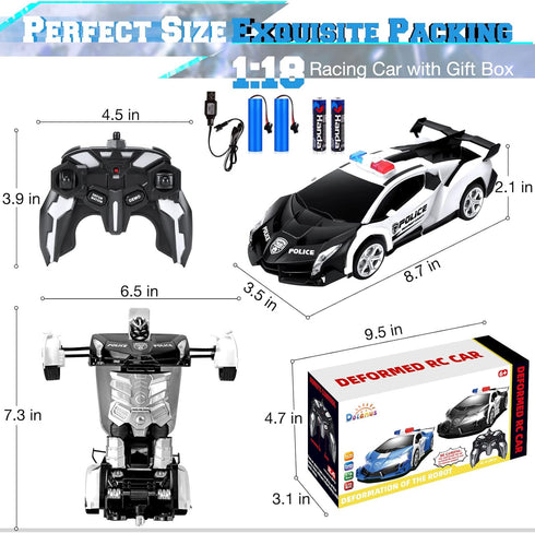 Dolanus Remote Control Car - Transform Robot RC Cars, One-Button Deformation, 360 Degree Drifting