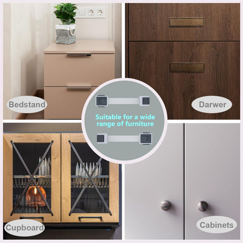 Child Proof Cabinet Locks, 4 Pack for Drawer Cupboard Dishwasher Pantry Toilet, Adhesive Safety Baby Proofing Fridge