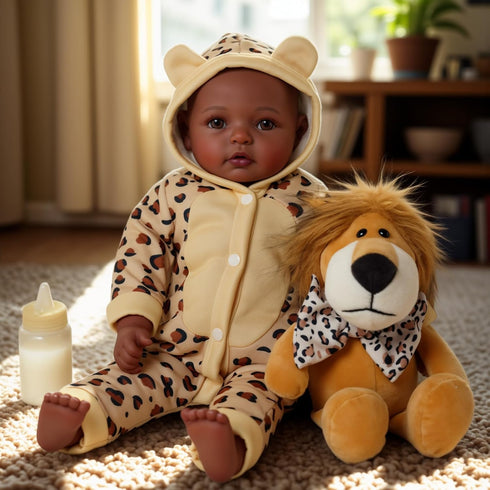 17" 3+ BABESIDE Adorable Lifelike Black Baby Doll - Handmade Realistic African American Baby Dolls with Premium Outfit