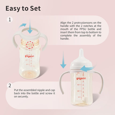 8.1Oz, 1 Pack PIGEON Baby Bottle Handles PPSU Bottles Easy to Hold for Baby Hands, (Gray)