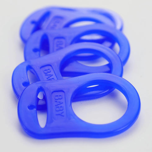 5 Pack Clean Pacifier Clip Silicone Adapter Holder Rings for Pacifier (Food Grade, Blue)