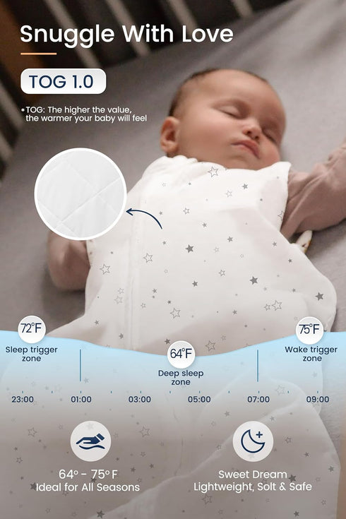 6-12 1.0, 2-Way TotAha Sleep Sack Months TOG Soft Quilted Wearable Blanket, Swaddle Transition Sleeping Bag with Safe