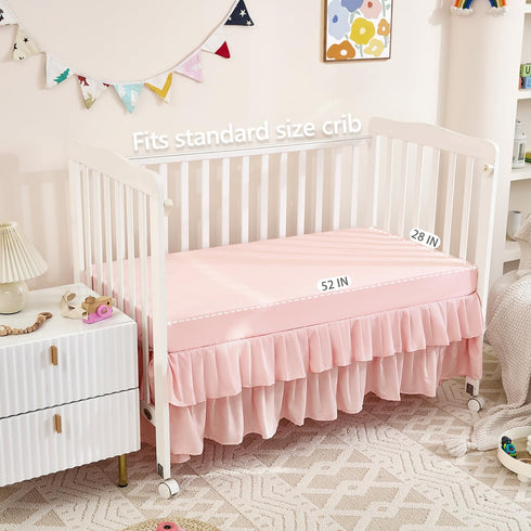 3-Piece Set Set Pink Crib Bedding for Girls - Ultra Soft & Skin Friendly Baby Girl Bedding Crib Includes Crib