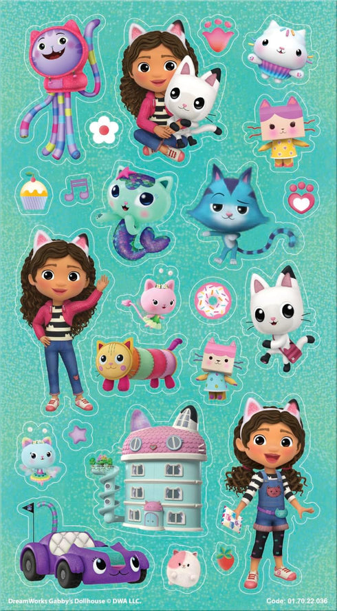 Gabby's Dollhouse Mega Pack 01.70.22.036 | Three Types of Stickers (Around 150 Total) | Reusable on Non-Porous Surfaces
