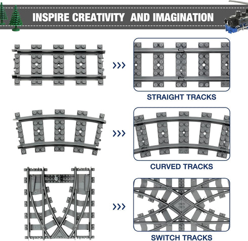 54 32 20 2 MANNIDOO Classic City Train Tracks, Pieces Railroad Track with Curved, Straight and Switch Train Tracks