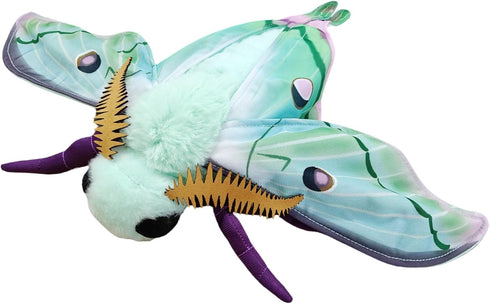 15 Inch,Long-tailed FRANKIEZHOU Simulation Luna Moth Stuffed Animal - Green Silk Moth Plush Toy, Soft Moth Stuffed Toy