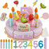 HERSITY Wooden Birthday Cake Toy Play Food Sets, Pretend Baking Kitchen Playset