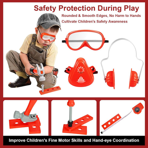 Set 36 Set 3+ Vextronic Kids Tool PCS with Toy Chainsaw Electronic Toy Drill with Sound and Light, Pretend Play Kids