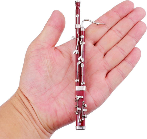 Dselvgvu (6.12") Miniature Bassoon with Stand and Case Mini Musical Instrument Bassoon Replica Collectible Figurines