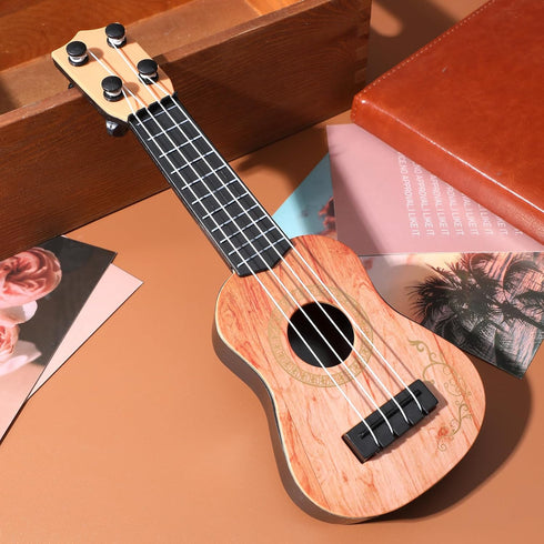 Kisangel 1pc Wooden Kids Ukulele Toy, Light Brown Toddler Guitar Classical Instrument for Preschool Children