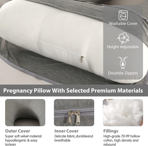 BATTOP Pregnancy Pillows with Cooling Cover,Maternity Body Pillow for Sleeping,Support for Back,HIPS,Legs,Belly