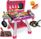 AuroTops Pink Kitchen Toy Set, Kids Grill Playset with Smoke, Sound &