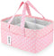QiANBiRD Pink Diaper Caddy Organizer for Baby Girl-Large Portable Diaper Caddy Basket for
