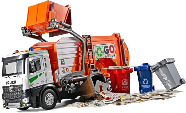 NOVAFUSION Front Loader Arm Toy Garbage Truck with Auto Lift Function,Diecast Garbage Truck