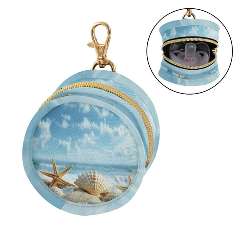 YETTASBIN Starfish Beach Portable Pacifier Holder Case with Metal Hook Buckle & Zipper for Diaper Bag and Stroller