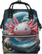 Qewfoju Bubbles Axolotl Fantasy Print Diaper Bag Backpack Large Capacity Diaper Backpack Baby