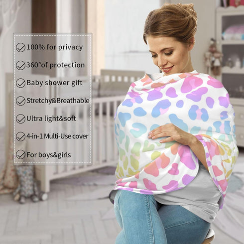 Schgap Pink Leopard Car Seat Cover for Baby, Nursing Cover Breastfeeding Baby Carrier Covers Carseat Canopy for Toddler