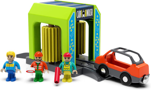 Wooden Train Accessories Car Washer - Compatible with All Major Brands of Train Set System for Kids 3+