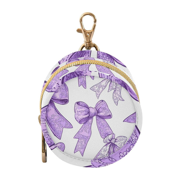 YETTASBIN Purple Ribbon Bow Portable Pacifier Holder Case with Metal Hook Buckle &