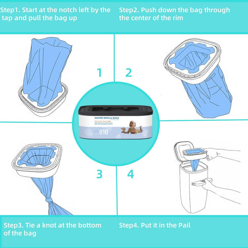 Chariholis 6 Packs 810 Jumbo Square Refills Disposal Bags Refill Compatible with Diaper Genie Compact and Select Pails