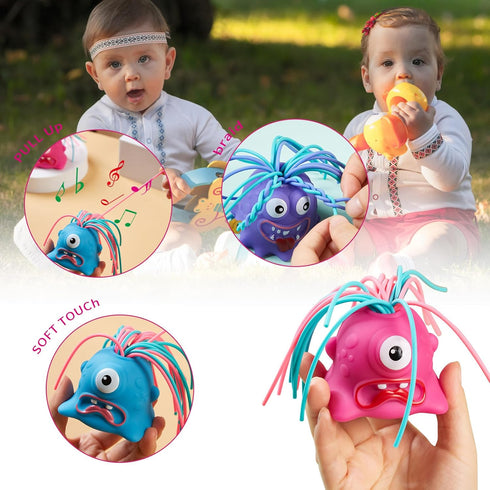 Fun Hair Pulling Fidget Screaming Monster Toys 4Pcs, Fidget Toys for Stress Relief and Anti-Anxiety for Kids 3-7+ (4PC)