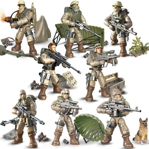 8 PCS Building Block City Policeman Action Mini-Figures with Military Weapons Accessories, SWAT Model Equipment