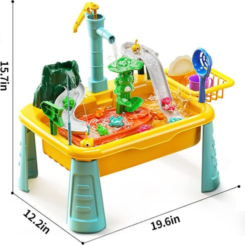 1-3 4-8 2 3 4 5 6 7 8 Kids Water Table Play Toy for Toddlers Years Old - Kitchen Sink with Pump and Flowing Water
