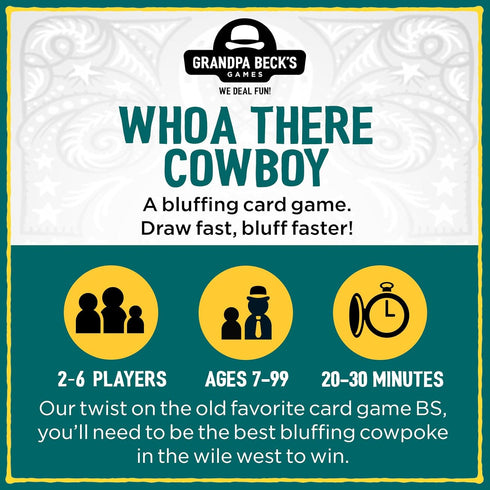 Assets 2-6 7+ Grandpa Beck's Games Whoa There Cowboy | A Guess Who's Bluffing Card Game | from The Creators of Cover
