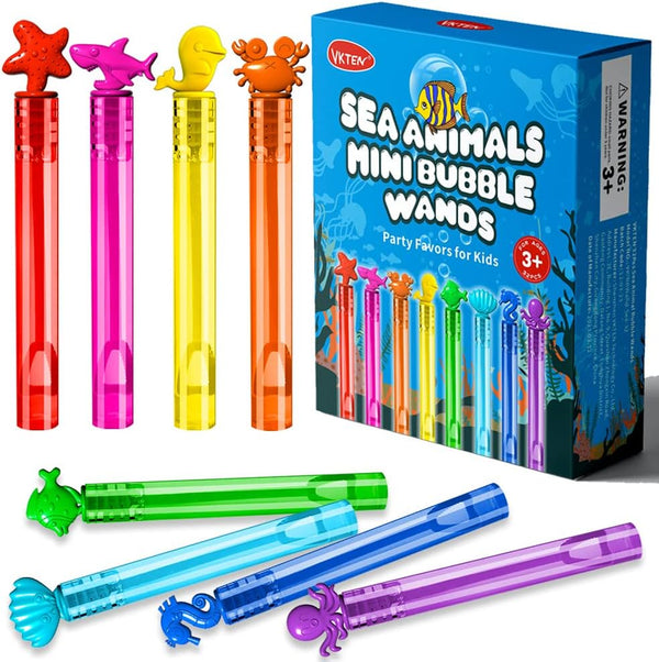 32Pcs Sea Mini Bubble Wands Assortment, 8 Styles 8 Colors Bubble Party Favors for Kids, Summer Outdoor Gifts