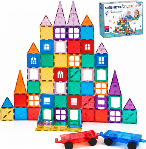 AFUNX Magnetic Tiles,102PCS Magnetic Building Blocks 3D Clear Construction Playboards, Inspiration, Creativity