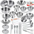 Kids Kitchen Pretend Play Toys Accessories with Stainless Steel Cookware Pots and Pans Set, Classic Cooking Utensils