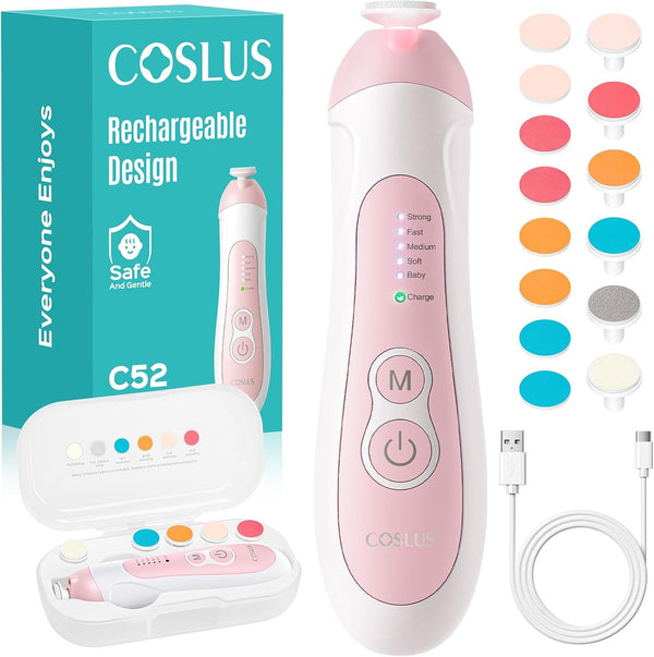 COSLUS C52 Rechargeable Baby Nail File: Cordless Baby Nail Trimmer Electric with