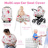 Rquite All-in-1 Baby Car Seat Cover, Stretchy Soft Infant Car Seat Canopy, Multi-use Baby Carrier Cover, Stroller Sun