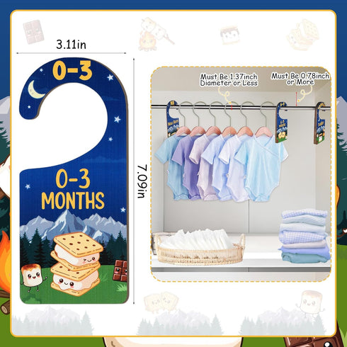 Closet 8PCS, Baby Dividers SMore Themed Wooden Double-Sided Clothes Size Hanger/Organizer from Newborn to Toddler