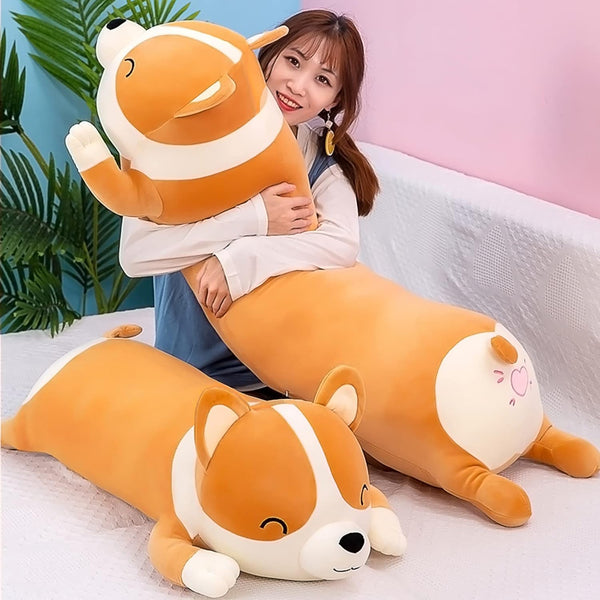 Shiba Inu Plush Pillow Stuffed Animal Dog, Cute Corgi Akita Soft Plush Toy, Comfort Cushion for Girls & Boys