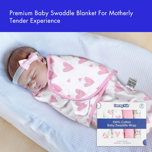 4-Pack 0-3 100% Organic Baby Swaddle Sleep Sacks, Swaddles for Newborns Baby Essentials, Infant Months, Cotton Soft