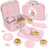 Tea Party Set for Little Girls, Princess Tea Time Toys with Dessert Carrying Case, Kids Kitchen Pretend Playset