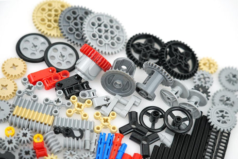 Set Technical Parts Pieces Building Accessories, Gears Pins Connectors Wheels Axles Racks Differentials, Engine Kits