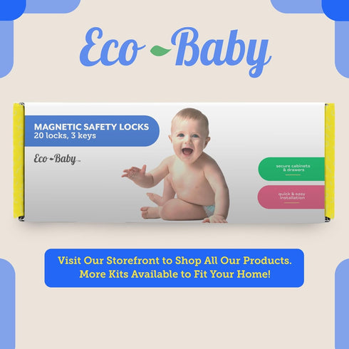 Eco-Baby (12 Pack 2 Magnetic Cabinet Locks for Babies Locks with Keys), Eco Baby Baby Proofing Cabinet Locks, Child