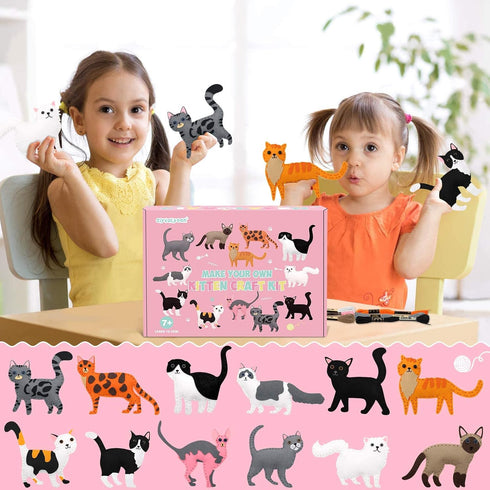 7 8 9 10 11 12 Set 12PCS CiyvoLyeen Cat Sewing Kit for Kids Ages Kitten Plush Toys Arts & Crafts for Beginners, Learn