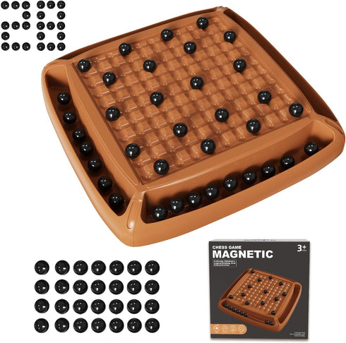 Magnetic Chess Game Set with 28 Pcs Magnetic Pieces for Family Game Night, 2-4 Players