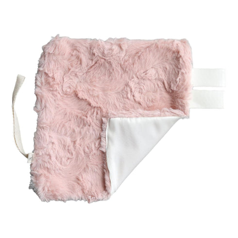 Handcrafted Plush Baby Mini Blanket Pacifier Holder (Dusty Pink Fur & Cream