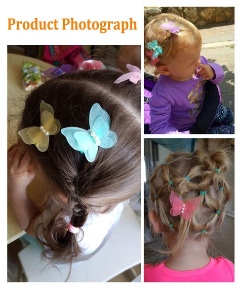 16 Packs Baby Girl Hair Clips Chiffon Butterfly Barrettes Non-slip for Kids Toddlers Hair Accessories