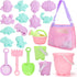 Tagitary Beach Sand Toys Set for Kids 3-10, Bucket Watering Can Shovel Rake Sand Molds with Beach Shell Bag