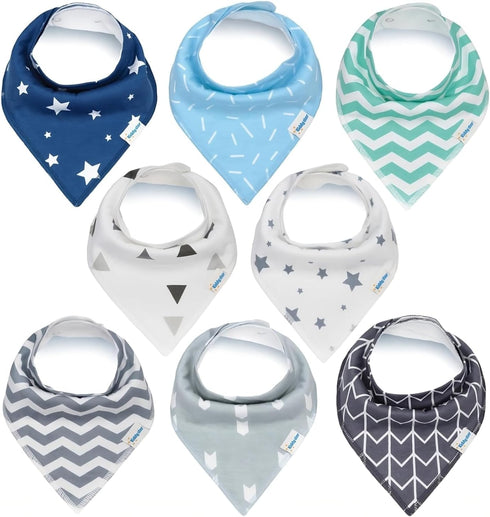 Premium Drool Bibs for Toddlers – Adjustable, Soft Bandana Bibs, Organic Cotton, 2 Layers, Absorbent