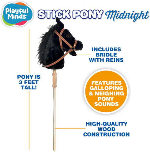 Nature Bound Stick Horse | Horse on a Stick with Sound Effects Handcrafted Plush Stick Pony for Toddlers & Kids |