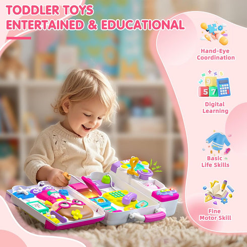 Ryotagift 1-2 1+ 1-3,Birthday 1+Year 1 2 Baby Busy Board for Year Old Boy Girl Gift,Musical Toddler Toys for Year
