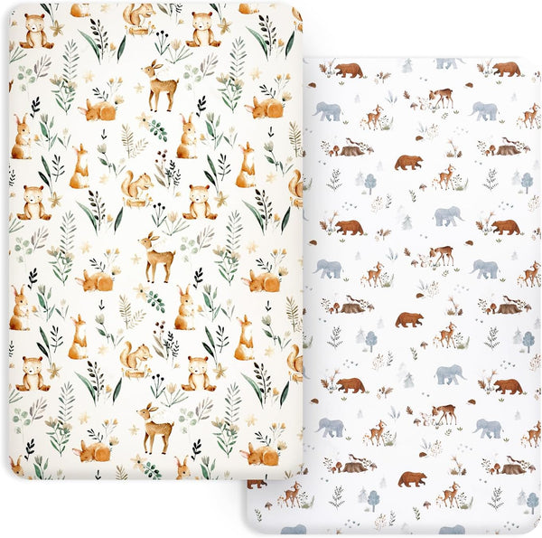 PHF Soft Mini Crib Sheet Set, 2 Pack Silky Comfy Pack N